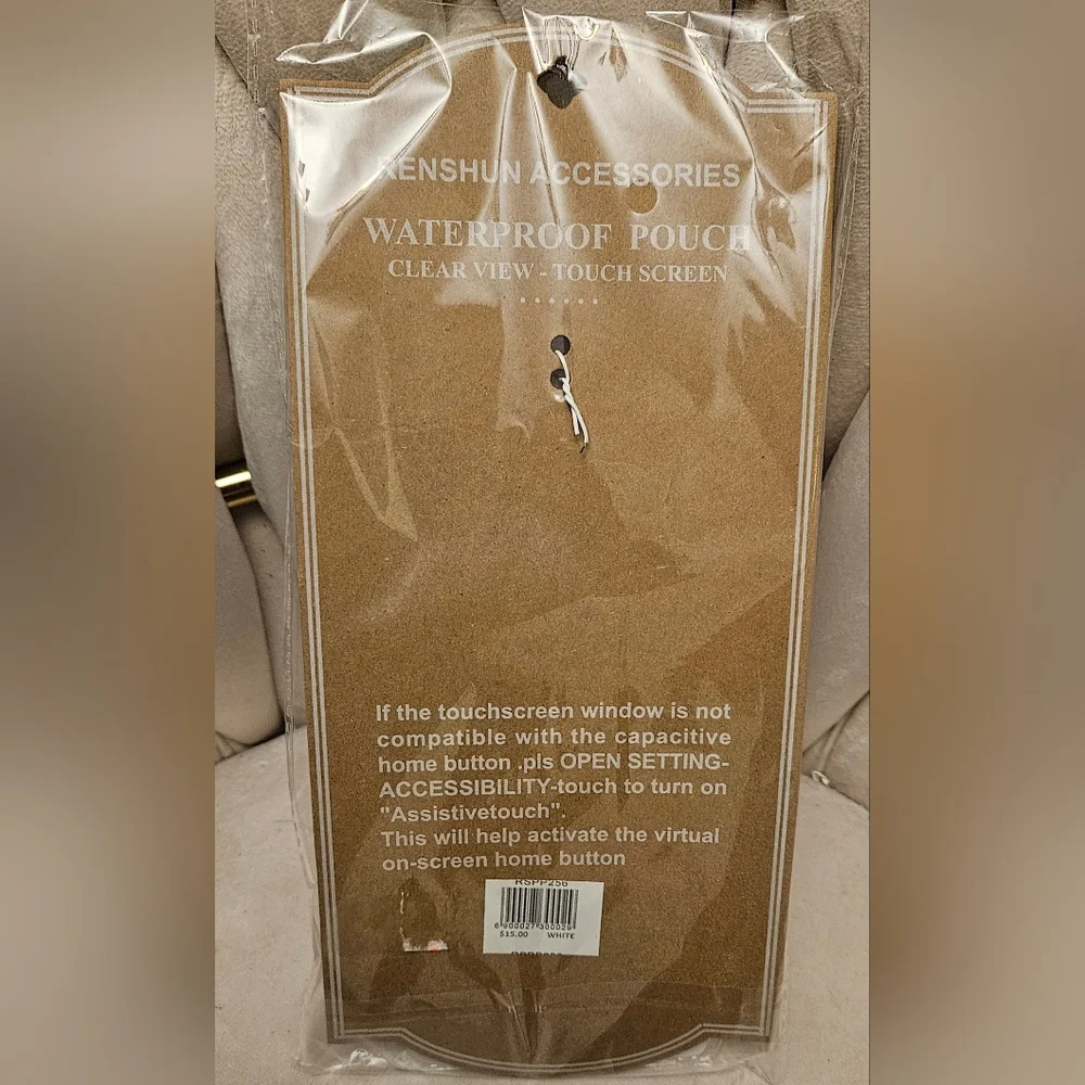 Renshun Clear Waterproof Pouch - White Touchscreen NEW